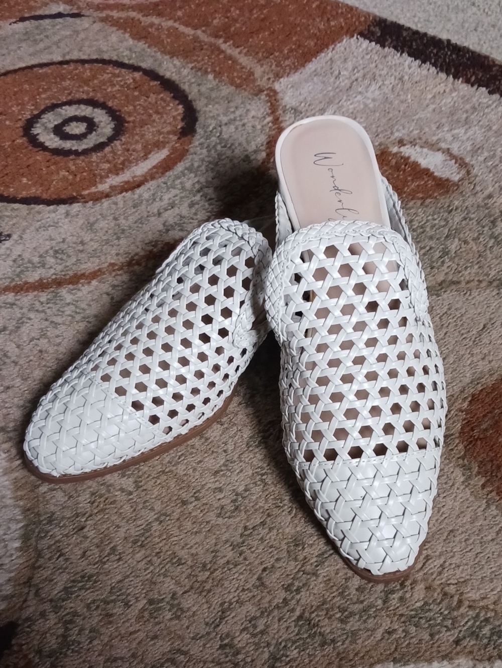 Cream Woven Mule Heels - Women